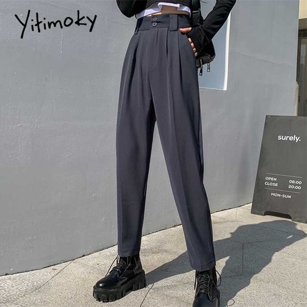 yitimoky women's classic pants trouser suit clothing high waist pockets button up harem korean streetwear 211007, Black;white
yitimoky women's classic pants trouser suit clothing high waist pockets button up harem korean streetwear 211007, Black;white