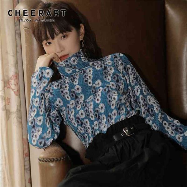 daisy floral blouse blue turtleneck drape long sleeve womens and blouses causal ladies clothing 210427, White
daisy floral blouse blue turtleneck drape long sleeve womens and blouses causal ladies clothing 210427, White