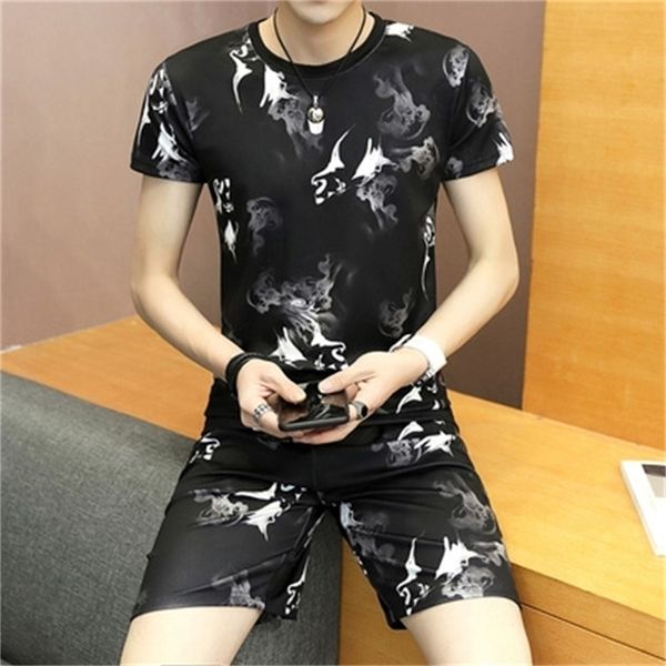 men's t-shirt summer ice silk two-piece suit trend korean version of the self-cultivation youth printing leisure 210420, White;black
men's t-shirt summer ice silk two-piece suit trend korean version of the self-cultivation youth printing leisure 210420, White;black