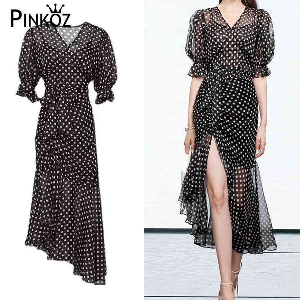 runway summer casual polka dot chiffon vestidos print patchwork women's clothing waist lantern sleeve v-neck dresses 210421, Black;gray
runway summer casual polka dot chiffon vestidos print patchwork women's clothing waist lantern sleeve v-neck dresses 210421, Black;gray