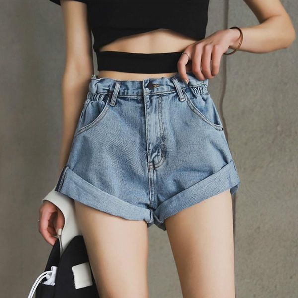vintage elastic waist denim shorts women women's white blue jean khaki wide leg high womens summer 2021, White;black
vintage elastic waist denim shorts women women's white blue jean khaki wide leg high womens summer 2021, White;black