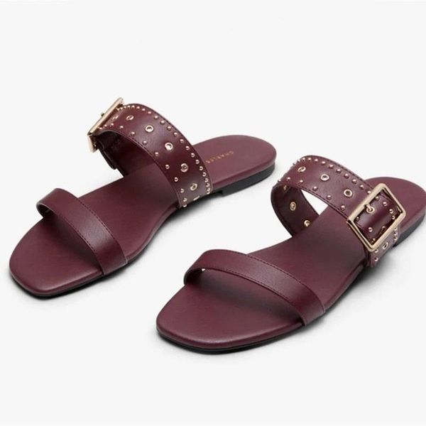 slippers 2021 flip-flops women peep-toe rivets square flat shoes fashion casual sandals wholesale slides woman, Black
slippers 2021 flip-flops women peep-toe rivets square flat shoes fashion casual sandals wholesale slides woman, Black
