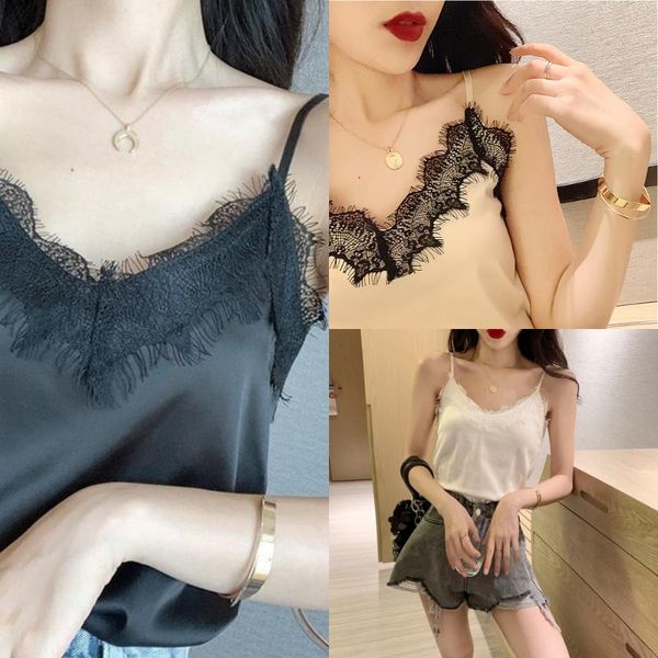 women's tanks & camis lace camisole vest women tank summer 2021 thin satin v-neck sleeveless backless tee fitness female cloth, White
women's tanks & camis lace camisole vest women tank summer 2021 thin satin v-neck sleeveless backless tee fitness female cloth, White