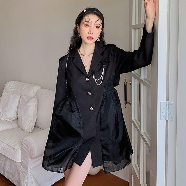 casual dresses women fashion elegant splice mesh black blazer dress fall winter single breasted loose hollow out mini 9748, Black;gray
casual dresses women fashion elegant splice mesh black blazer dress fall winter single breasted loose hollow out mini 9748, Black;gray