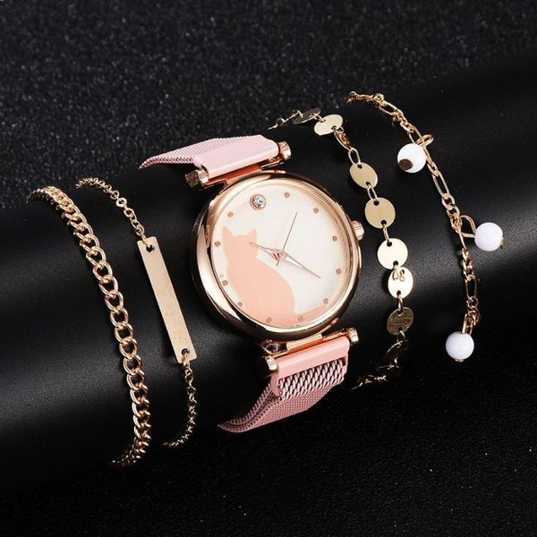 wristwatches 5pcs luxury woman's watch set cat bracelet 4pcs ladies watches gift magnetic belt dress female wristwatch sales mesh reloj, Slivery;brown
wristwatches 5pcs luxury woman's watch set cat bracelet 4pcs ladies watches gift magnetic belt dress female wristwatch sales mesh reloj, Slivery;brown