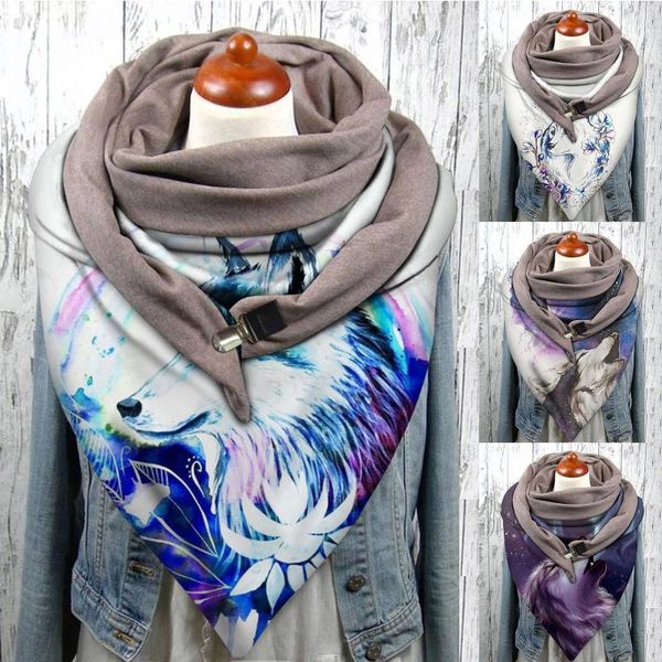 scarves women's scarf winter autumn warm windproof wolf prints double-layer buckle luxury woman echarpe bufanda, Blue;gray 
scarves women's scarf winter autumn warm windproof wolf prints double-layer buckle luxury woman echarpe bufanda, Blue;gray