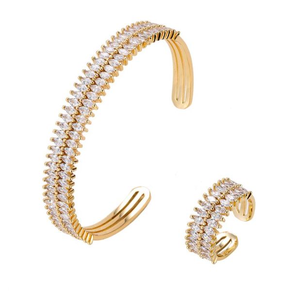 earrings & necklace women's zircon open bracelet ring two piece set adjustable high-end fashion jewelry 2, Silver
earrings & necklace women's zircon open bracelet ring two piece set adjustable high-end fashion jewelry 2, Silver