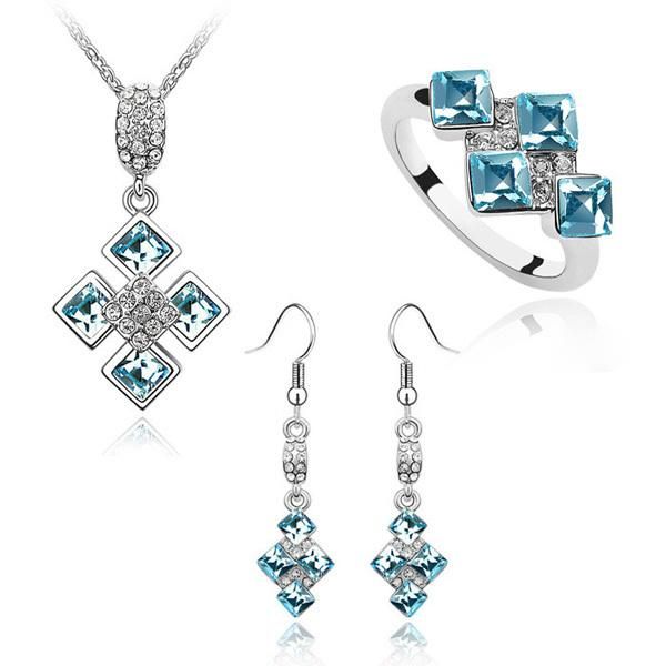 earrings & necklace fashion austria crystal stud square ring jewelry sets classic wedding, Silver
earrings & necklace fashion austria crystal stud square ring jewelry sets classic wedding, Silver