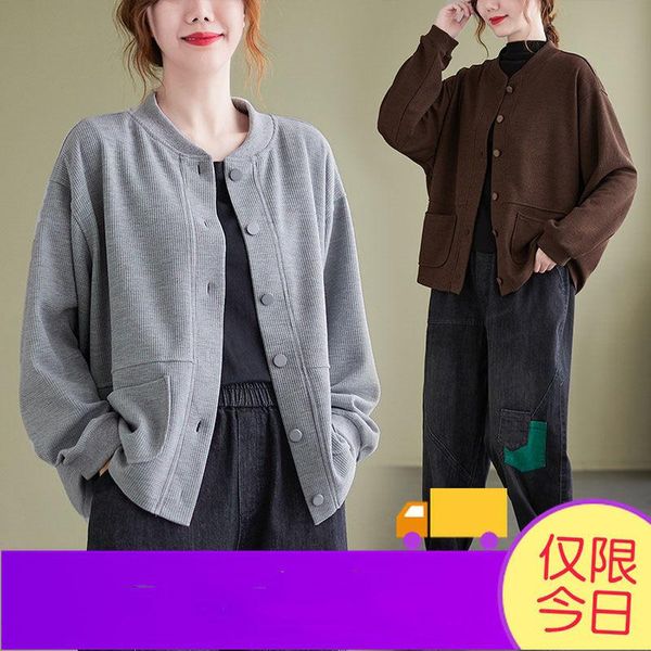 women's jackets autumn solid color short coat plus size long sleeve stand up collar double pocket cardigan single-breasted jacket l39, Black;brown
women's jackets autumn solid color short coat plus size long sleeve stand up collar double pocket cardigan single-breasted jacket l39, Black;brown