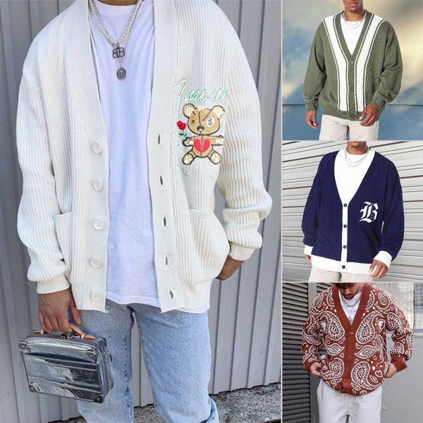 men sweater jackets coats new autumn knitwear coat long sleeve coat loose casual v-neck cardigan men's sweaters, Black;brown
men sweater jackets coats new autumn knitwear coat long sleeve coat loose casual v-neck cardigan men's sweaters, Black;brown