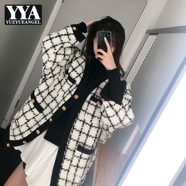 oversize england style womens medium length plaid jackets long sleeve single breasted pockets fashion loose female open stitch women's, Black;brown
oversize england style womens medium length plaid jackets long sleeve single breasted pockets fashion loose female open stitch women's, Black;brown
