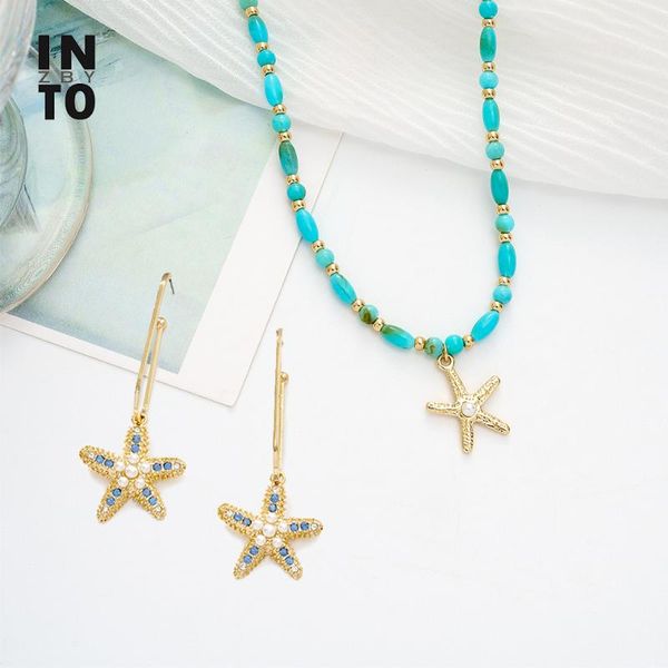 earrings & necklace into.zby blue beads jewelry sets for women star starfish drop fashion summer beach style boho ethnic kpop, Silver
earrings & necklace into.zby blue beads jewelry sets for women star starfish drop fashion summer beach style boho ethnic kpop, Silver