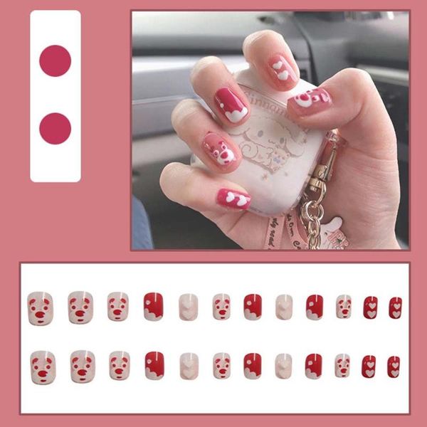 false nails 24pcs 3d japanese cute fake nail full cover short size art tips with glue girls animals panda cows cartoon printing n, Red;gold
false nails 24pcs 3d japanese cute fake nail full cover short size art tips with glue girls animals panda cows cartoon printing n, Red;gold