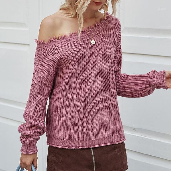 women's sweaters 2021 autumn and winter off-shoulder sweater loose pullover, White;black
women's sweaters 2021 autumn and winter off-shoulder sweater loose pullover, White;black