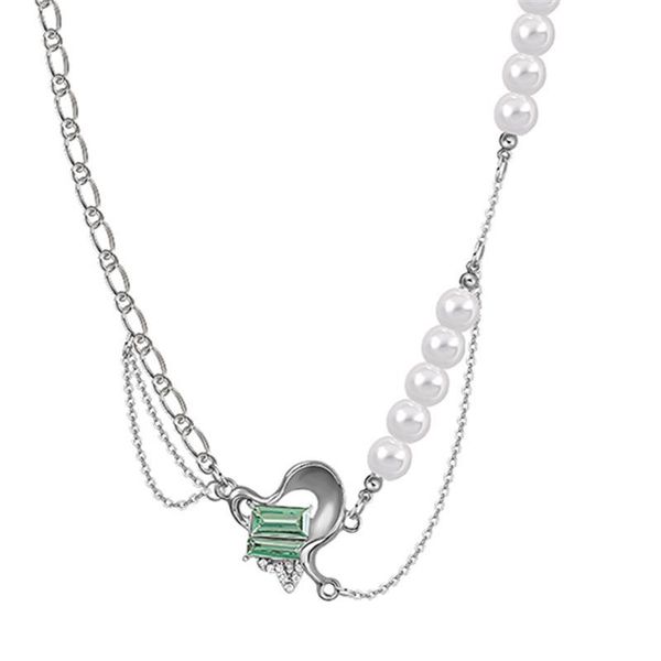 chains pearl stitching chain necklace contracted heart collarbone ins pendant light and decoration mint green crystal love, Silver
chains pearl stitching chain necklace contracted heart collarbone ins pendant light and decoration mint green crystal love, Silver