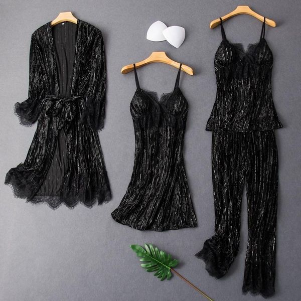 lady pajamas womens sleepwears suit 4pcs nighty amp robe set sleepwear intimate lingerie autumn kimono gown homewear nightgown, Black;red
lady pajamas womens sleepwears suit 4pcs nighty amp robe set sleepwear intimate lingerie autumn kimono gown homewear nightgown, Black;red