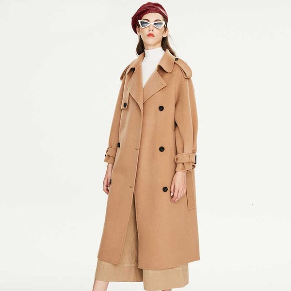 women's wool & blends autumn winter thick woolen coat turn down collar long 100% casehmere warm casaco feminino citu, Black
women's wool & blends autumn winter thick woolen coat turn down collar long 100% casehmere warm casaco feminino citu, Black