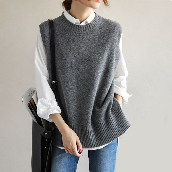 autumn winter vt women's korean version loose lazy split hair knitted sleevels round neck cashmere sweater, Black;white
autumn winter vt women's korean version loose lazy split hair knitted sleevels round neck cashmere sweater, Black;white