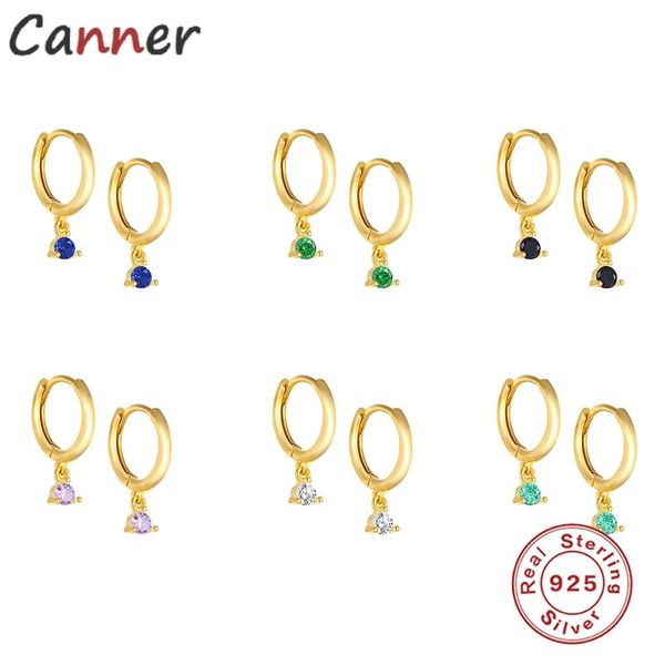 hoop & huggie canner female zirconia 925 earrings for women cz crystal round circle earings fashion jewelry korean summer gifts, Golden;silver