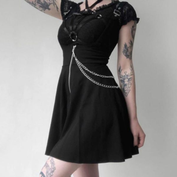 casual dresses women gothic zipper up front chain strap underbust black jumper dress retro art punk dark female suspender, Black;gray
casual dresses women gothic zipper up front chain strap underbust black jumper dress retro art punk dark female suspender, Black;gray