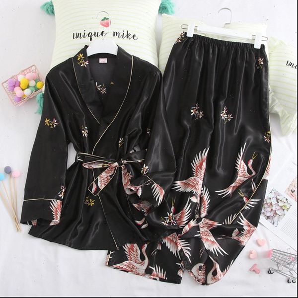 spring autumn pajamas sets womens sleepwears with pants silk satin nightwear robe pijama long sleeve sleepwear pyjama femme, Black;red
spring autumn pajamas sets womens sleepwears with pants silk satin nightwear robe pijama long sleeve sleepwear pyjama femme, Black;red