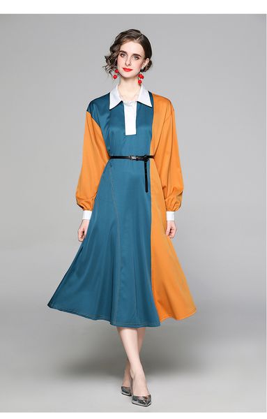 european and american plus size dresses women's cross-border spring loose slim fit slimming long-sleeved color matching dress, Black;pink
european and american plus size dresses women's cross-border spring loose slim fit slimming long-sleeved color matching dress, Black;pink