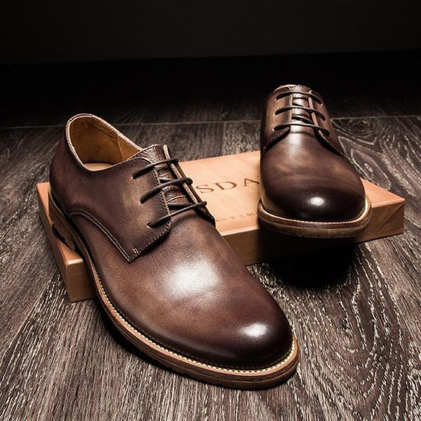 dress shoes 2021 autumn brand men business genuine leather vintage formal lace-up round toe office male, Black
dress shoes 2021 autumn brand men business genuine leather vintage formal lace-up round toe office male, Black