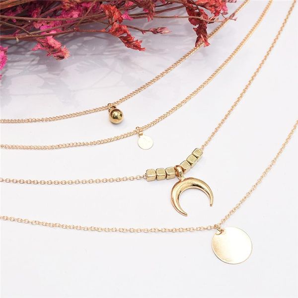 pendant necklaces hf jel fashion moon coin for women gold color multi-layers neckalce ocean style female jewelry accessory, Silver
pendant necklaces hf jel fashion moon coin for women gold color multi-layers neckalce ocean style female jewelry accessory, Silver