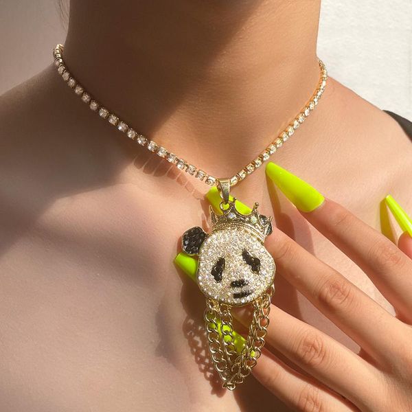 chains hip hop crown panda rhinestone pendant necklace for women bling crystal animal tennis chain trendy punk jewelry gift, Silver
chains hip hop crown panda rhinestone pendant necklace for women bling crystal animal tennis chain trendy punk jewelry gift, Silver