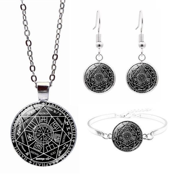 earrings & necklace seven archangels cabochon glass stud earring bracelet bangle set totally 4pcs jewelry for women's fashion gifts, Silver
earrings & necklace seven archangels cabochon glass stud earring bracelet bangle set totally 4pcs jewelry for women's fashion gifts, Silver