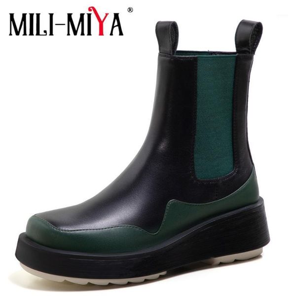 boots mili-miya 2021 ankle women thick bottom round toe genuine leather black beige all match platform runway design shoes1
boots mili-miya 2021 ankle women thick bottom round toe genuine leather black beige all match platform runway design shoes1