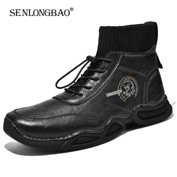 brand men's motorcycle boots split leather handmade ankle outdoor autumn casual shoes 210619, Black 
brand men's motorcycle boots split leather handmade ankle outdoor autumn casual shoes 210619, Black