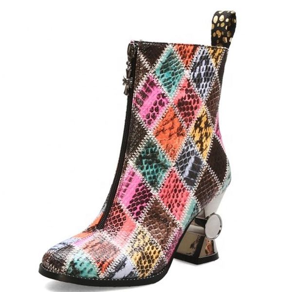 boots front zipper checkered ankle shoes for women strange heels dress booties party geometric image lady short, Black
boots front zipper checkered ankle shoes for women strange heels dress booties party geometric image lady short, Black