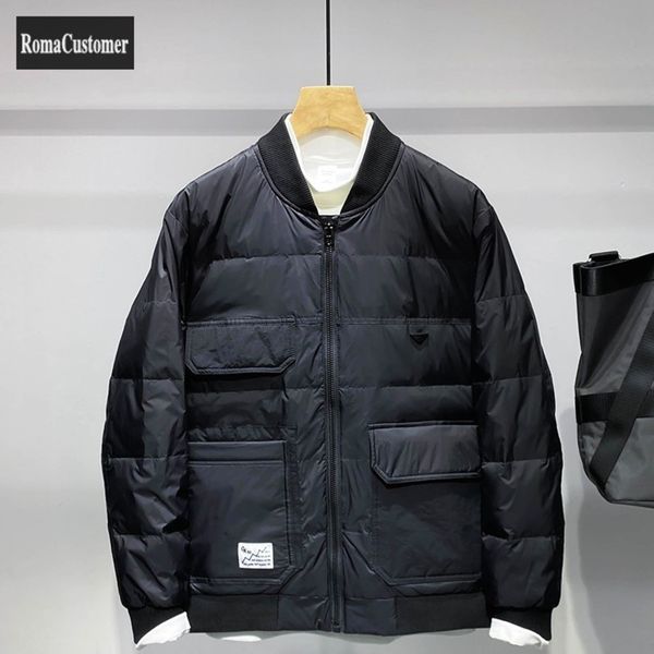 white duck feather men's et, round neck casual coat, short zipper, multi pocket, solid color, novel, winter, Black
white duck feather men's et, round neck casual coat, short zipper, multi pocket, solid color, novel, winter, Black
