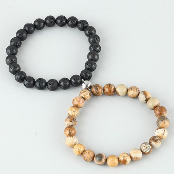 link, chain 2021 exquisite jewelry 8mm stone beads magnet buckle couple lucky beaded bracelet for women charm bangle, Black
link, chain 2021 exquisite jewelry 8mm stone beads magnet buckle couple lucky beaded bracelet for women charm bangle, Black