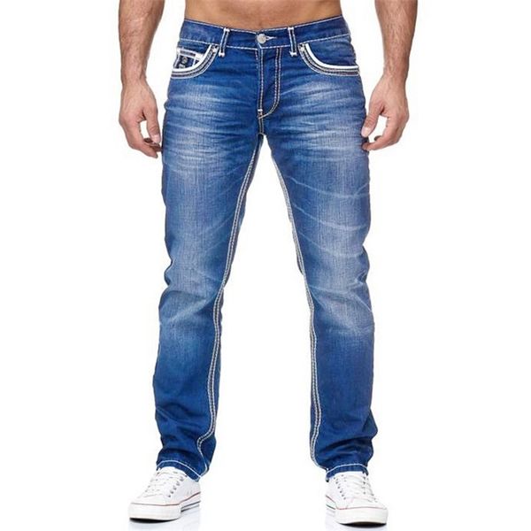 men jeans solid pockets stretch straight pants denim jeans smart casual denim trousers daily streetwear men's clothing 211011, Blue
men jeans solid pockets stretch straight pants denim jeans smart casual denim trousers daily streetwear men's clothing 211011, Blue