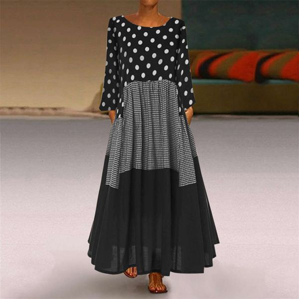 round neck wave dot long large long, White;black
round neck wave dot long large long, White;black