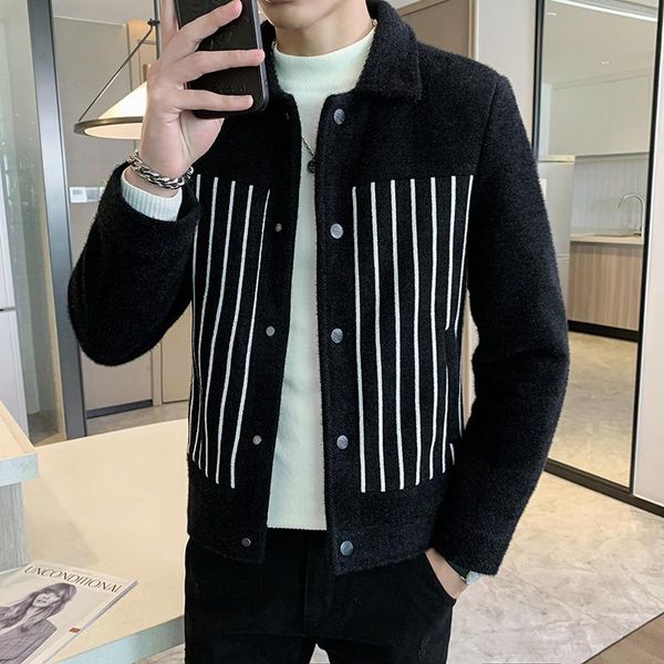 men's jackets autum winter wool blends for striped thick casual business trench short coat fashion social overcoat windbreaker, Black;brown
men's jackets autum winter wool blends for striped thick casual business trench short coat fashion social overcoat windbreaker, Black;brown
