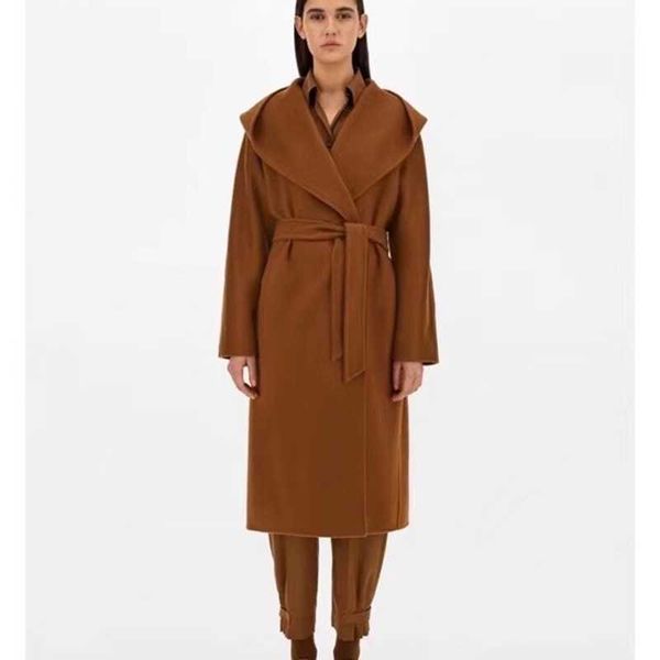 aw2021 classic solid color hooded nightgown style lace up caramel long wool coat, Black
aw2021 classic solid color hooded nightgown style lace up caramel long wool coat, Black
