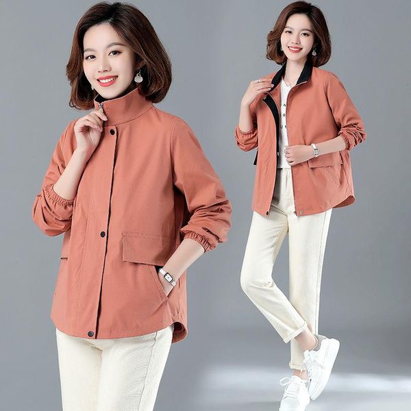 women's trench coats windbreaker short jacket solid color korean casual slim standing collar fashion loose women spring autumn models, Tan;black
women's trench coats windbreaker short jacket solid color korean casual slim standing collar fashion loose women spring autumn models, Tan;black