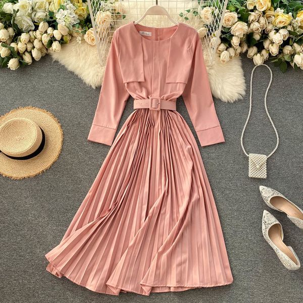 elegant solid pleated dress women design fashion o neck long sleeve a-line dress autumn korean chic streetwear dress 210419, Black;gray
elegant solid pleated dress women design fashion o neck long sleeve a-line dress autumn korean chic streetwear dress 210419, Black;gray
