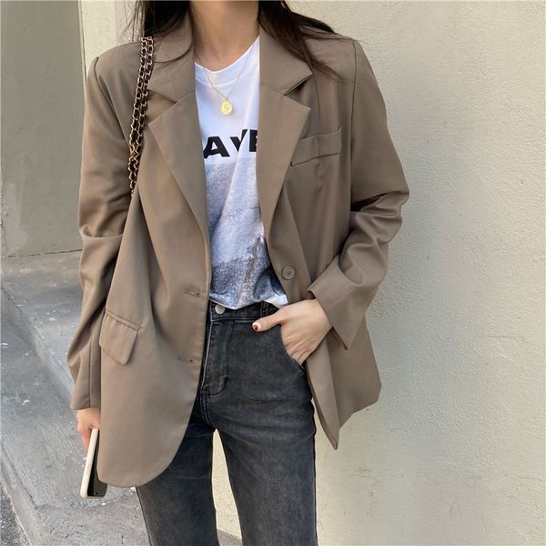 oversize loose femme solid korean minimalist all match vintage jackets fashion streetwear blazers 210421, White;black
oversize loose femme solid korean minimalist all match vintage jackets fashion streetwear blazers 210421, White;black