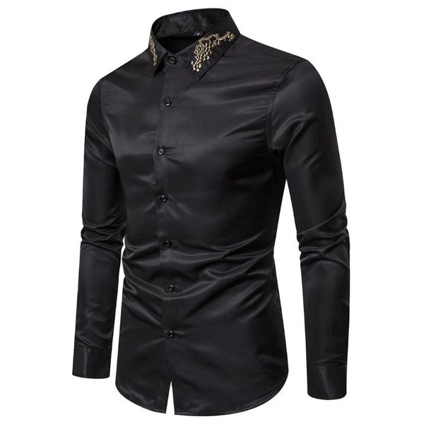 men's casual shirts 2021 fashion embroidery collar long sleeve men brand slim fit tuxedo shirt, White;black
men's casual shirts 2021 fashion embroidery collar long sleeve men brand slim fit tuxedo shirt, White;black
