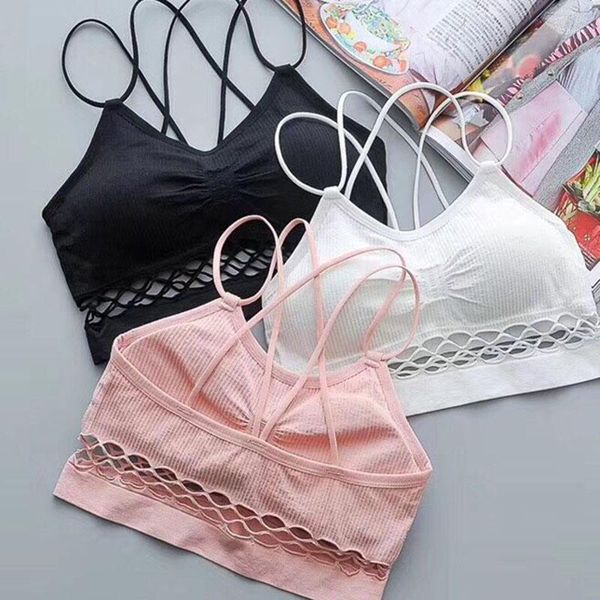 women tanks crop female seamless underwear sport push up bra lingerie low back sleeveless padded camisole bustiers & corsets, Black;white
women tanks crop female seamless underwear sport push up bra lingerie low back sleeveless padded camisole bustiers & corsets, Black;white