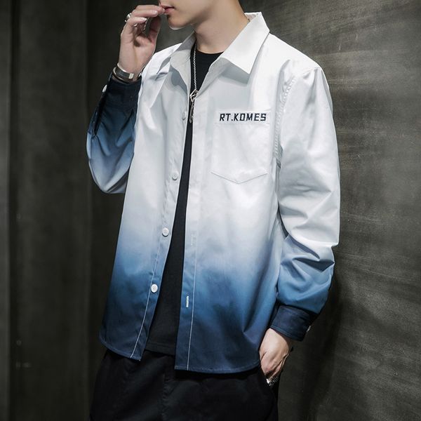 fashion long sleeve men's casual shirt korean style loose for turn-down collar clothes harajuku streetwear, White;black
fashion long sleeve men's casual shirt korean style loose for turn-down collar clothes harajuku streetwear, White;black