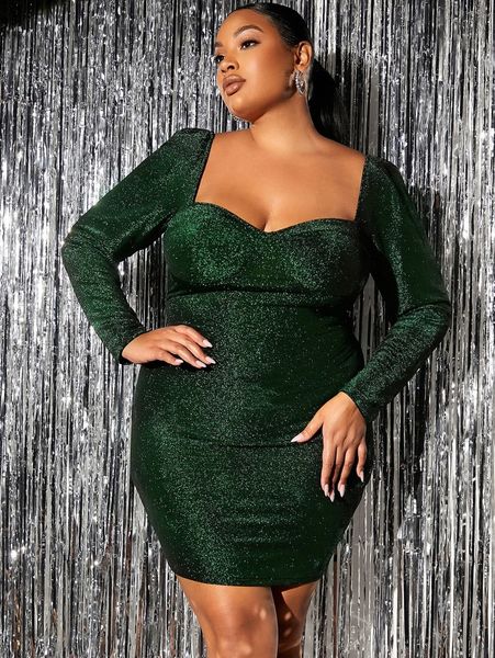 plus sweetheart neck glitter bodycon dress m26b#, Black
plus sweetheart neck glitter bodycon dress m26b#, Black