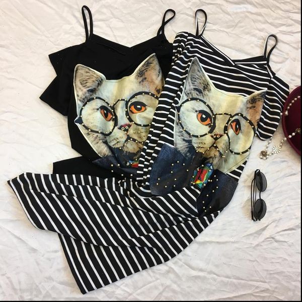 cute long striped beading rivet womens dresses spaghetti slash neck 3d cat printed straight elastic boho t shirt, Black;gray
cute long striped beading rivet womens dresses spaghetti slash neck 3d cat printed straight elastic boho t shirt, Black;gray