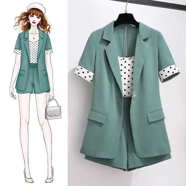 2020 new summer women three piece sets office polka dot + shorts solid pants female work ladies suit casual plus size h142 p0810, Gray
2020 new summer women three piece sets office polka dot + shorts solid pants female work ladies suit casual plus size h142 p0810, Gray