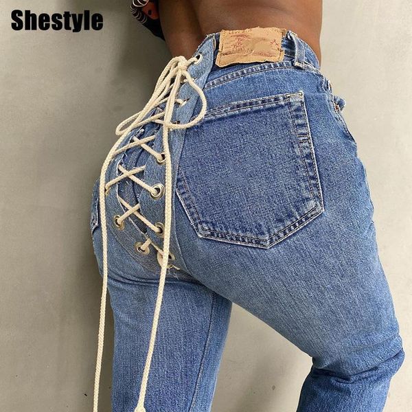 women's jeans shestyle 2021 autumn women blue zipper lace up bandage push pockets high waist straight denim pants trousers fashion
women's jeans shestyle 2021 autumn women blue zipper lace up bandage push pockets high waist straight denim pants trousers fashion