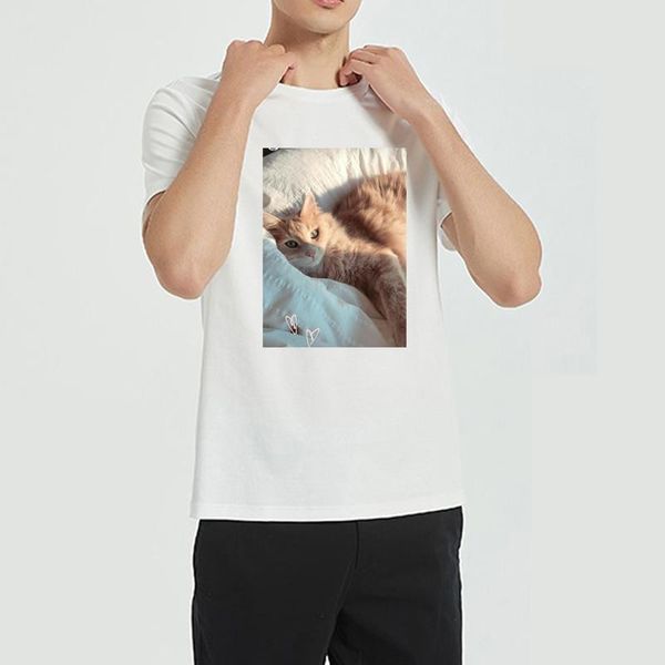 men's t-shirts blue eyed cat summer trend men/women graphic t shirts lovely aestheticism kawaii clothing cool tide couple clothes, White;black
men's t-shirts blue eyed cat summer trend men/women graphic t shirts lovely aestheticism kawaii clothing cool tide couple clothes, White;black